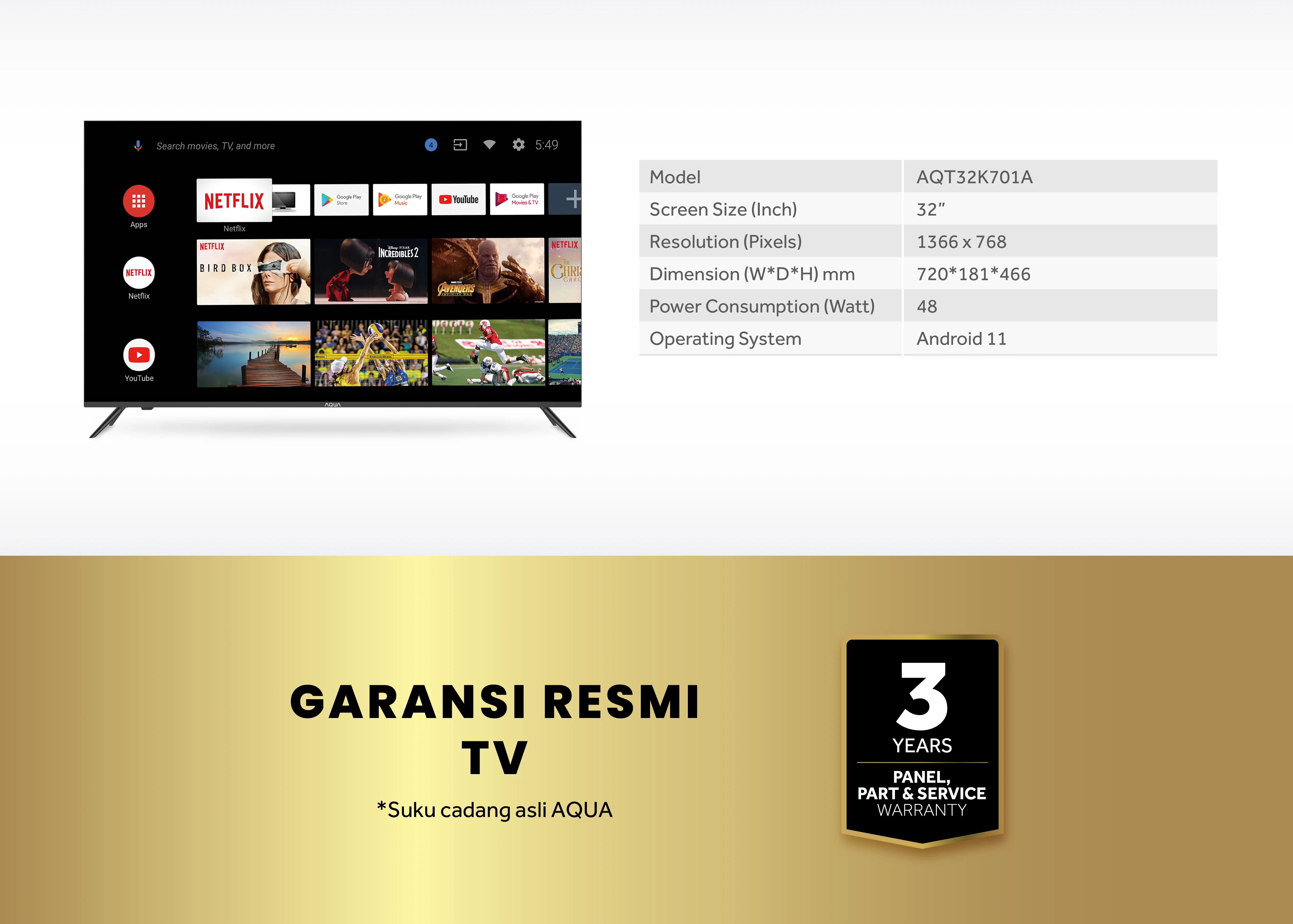 Smart TV AQUA Elektronik AQT32K701A